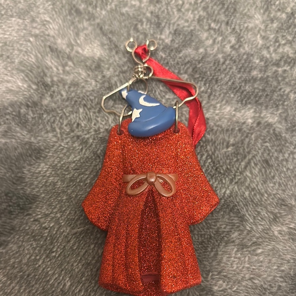 Disney Sorcerer's Hat Ornament with Red Glitter Robe